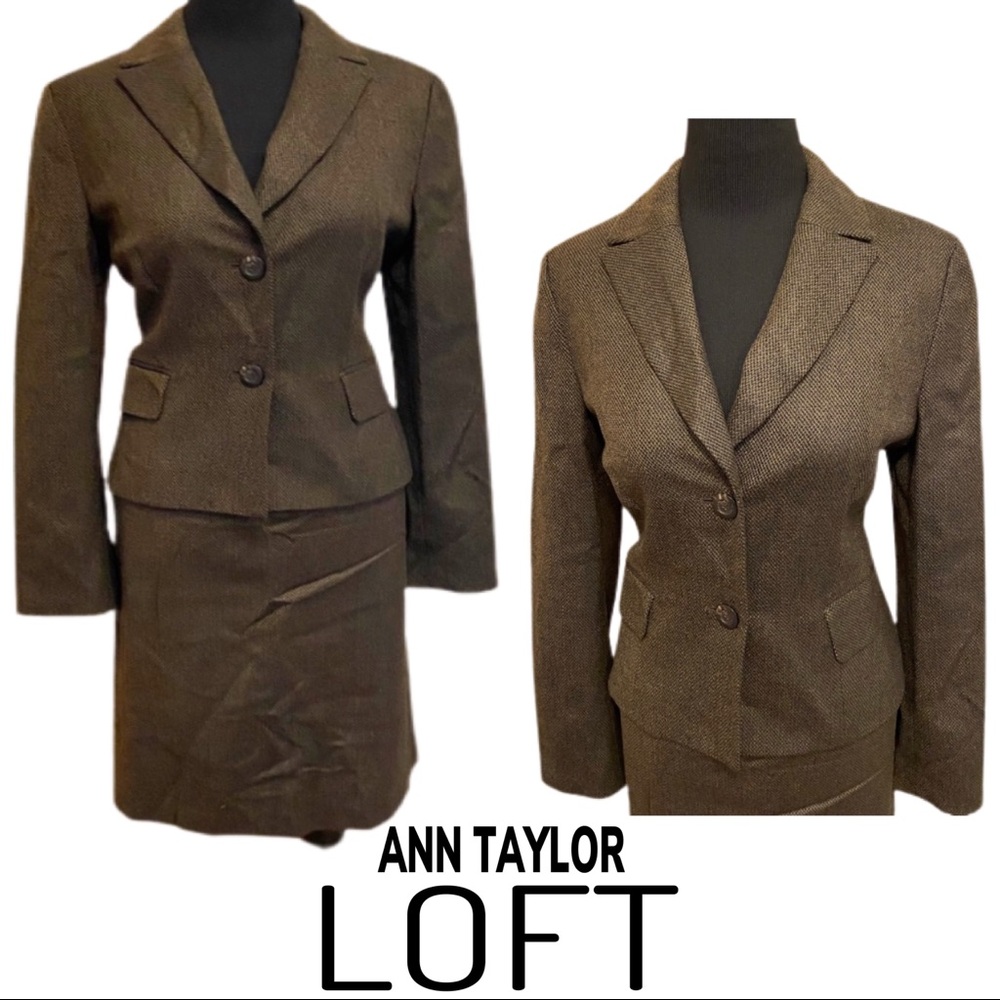 Ann Taylor Loft Skirt Suit Blazer Size 10 Skirt Size 6 Wool Cashmere Blend